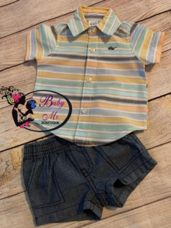 Carter’s 2-Piece Multicolored Striped Button-Front & Chambray Short Set