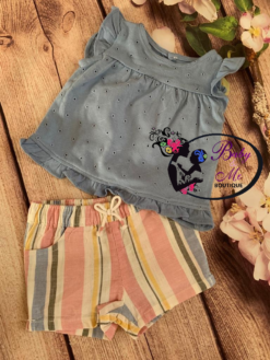 Carter’s 2-Piece Blue Ruffle Top & Striped Short Set