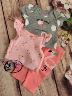 Carter’s 3-Piece Pink/Heather Gray Flamingo Set