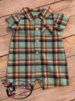 Carter’s Turquoise Checkered Plaid Romper