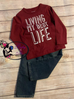 The Children’s Place 2-Piece Living My Best Life Graphic Tee & Dusty Blue Wash Denim Jean Set
