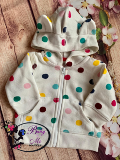 Okie Dokie Polar Bear Polka Dot Fleece Hoodie