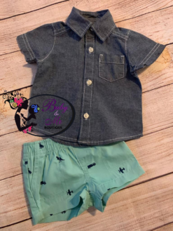Carter’s 2-Piece Chambray Button-Front Shirt & Canvas Short Set