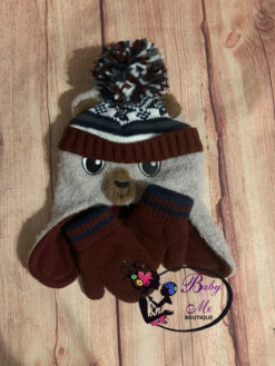 The Children's Place Boys Bear Pom Pom Tam & Gloves Set