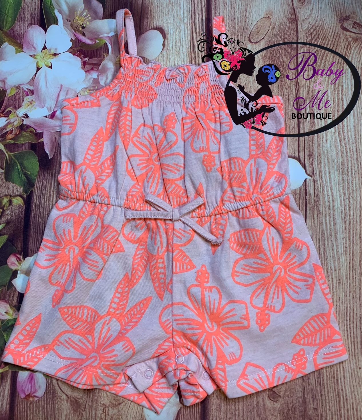 Okie Dokie Hibiscus Sleeveless Romper
