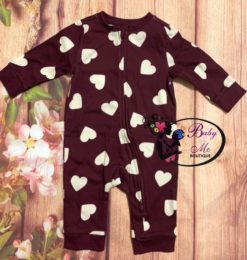 Old Navy Cranberry & White Hearts Sleep & Play