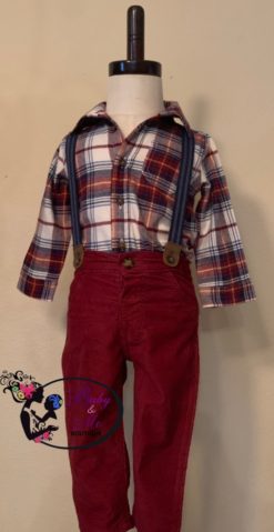 Carter’s 2-Piece Plaid Fleece Bodysuit & Suspenders Pants Set