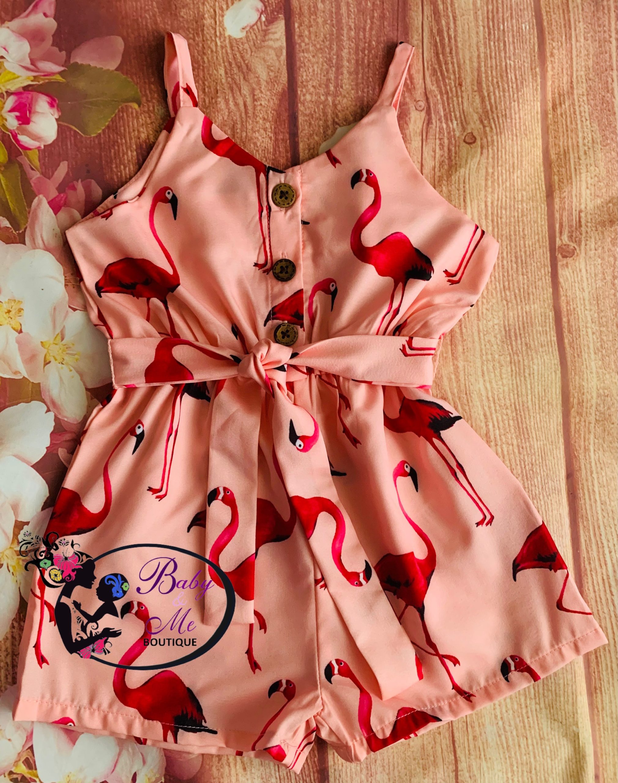 PatPat Flamingo Belted Romper