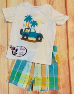 First Impressions 2-Piece Surfer Plaid Set