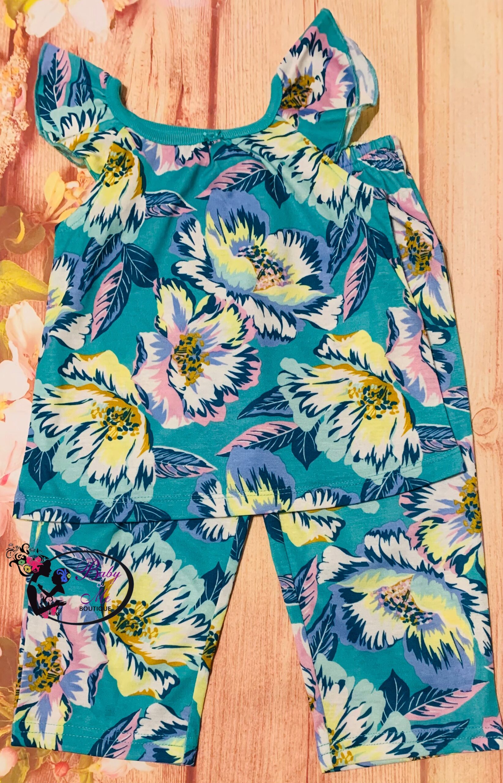 Carter’s 2-Piece Turquoise Flowers Jammies Set
