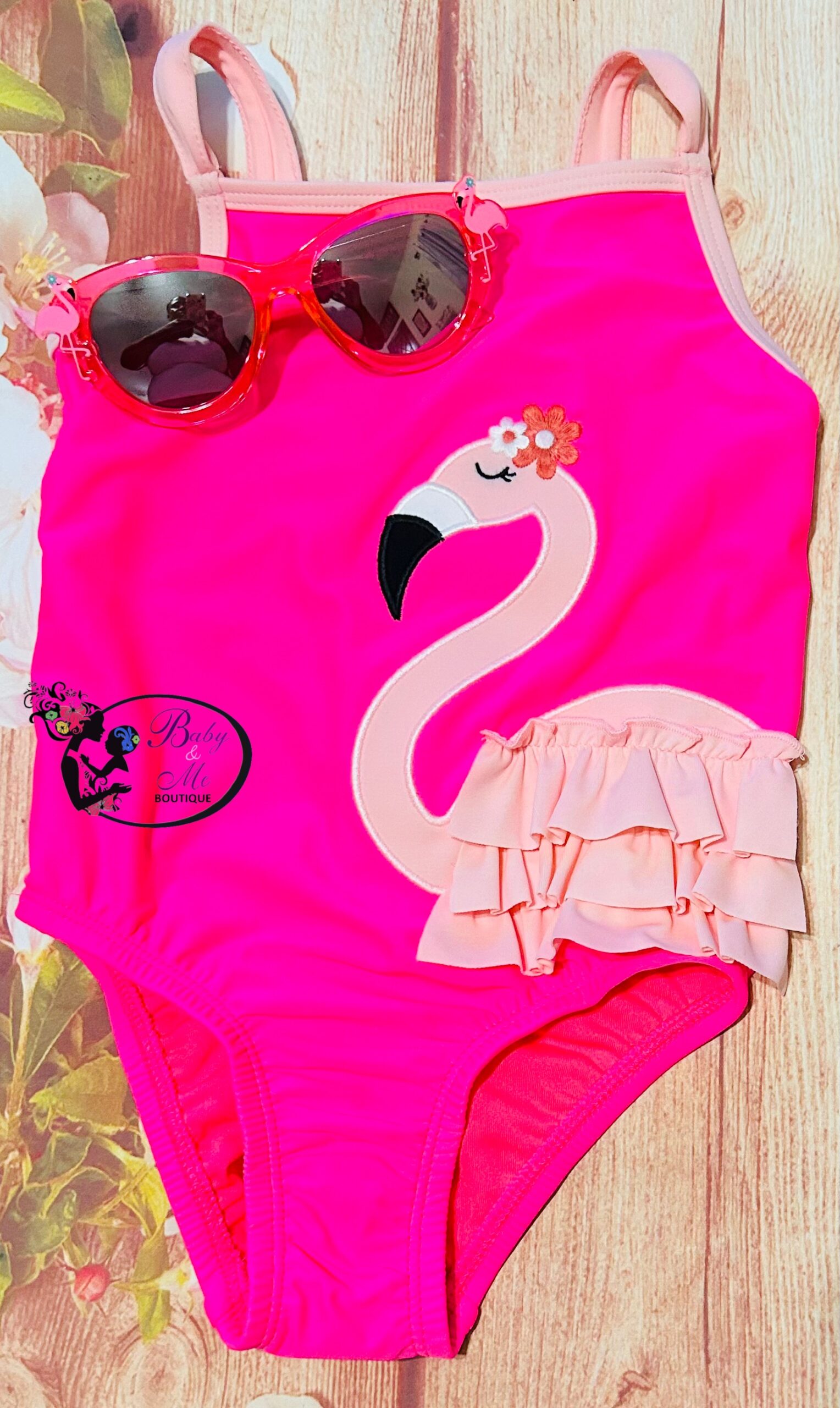 Gymboree 2-Piece Flamingo Swimsuit & Sunglasses Set