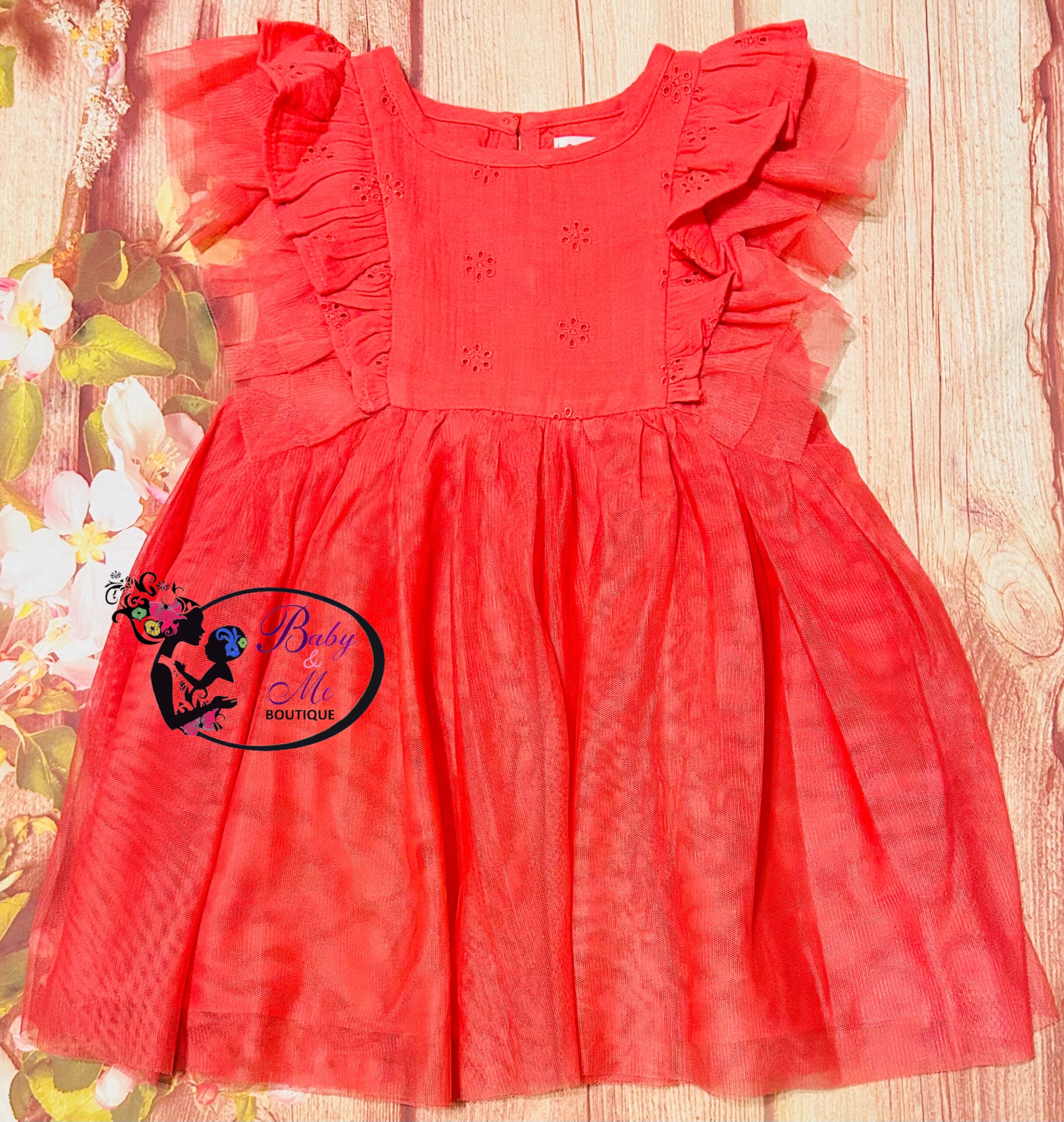 Cat & Jack Coral Dotted Tulle Dress